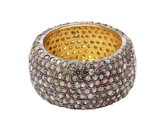 Sterling Silver Diamond Band Ring: Vintage Style Engagement