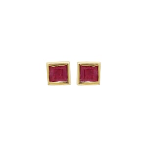 Ruby Gemstone Earring Stud : 9k Yellow Gold