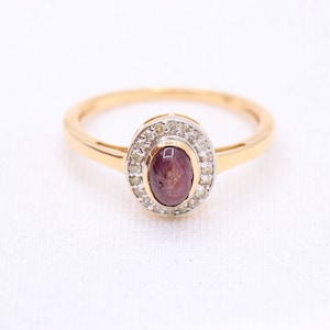 Natural Ruby Star Ring, 14k Yellow Gold Ring, Star Ruby Gemstone Ring Diamond Star Ruby Ring, Boho Star Ruby Jewelry,  Birthday Gift&#39;s