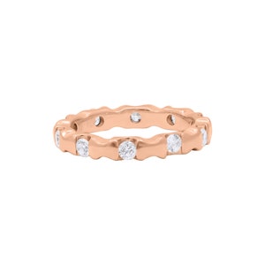 Rose Gold Cubic Zircon Ring, CZ Gemstone Ring, 9k Rose Gold Cubic Zircon Ring, Simple Cubic Zircon Band Ring, White CZ Band Ring For Her