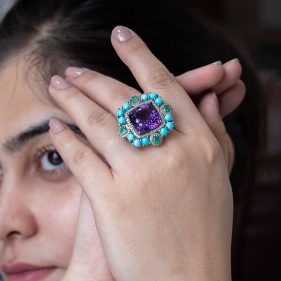 Amethyst and cheap turquoise ring