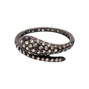 White Diamond Snake Ring, 925 Sterling Silver Ring, Snake Diamond Ring, Diamond Jewelry Snake Ring, Personalization Gift