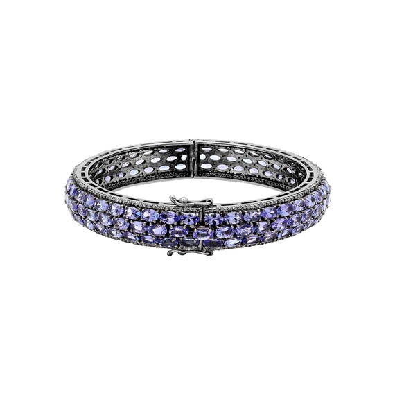 Tanzanite Gemstone Bracelet / Bangle : 925 Sterling Silver