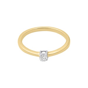 Solitaire Diamond Ring, Thin Diamond Ring, 18k Yellow Gold Ring, Wedding Diamond Ring, Engagement Diamond Ring, Promise Diamond Gold Ring