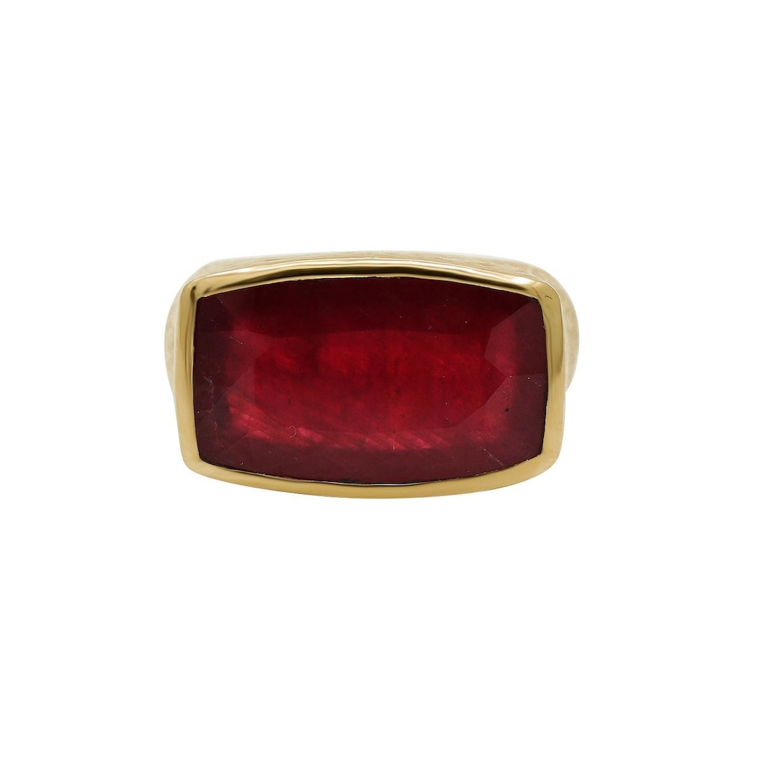 Ruby Ring Red Mens Ring Gold Ruby Ring Ruby Statement Ring for
