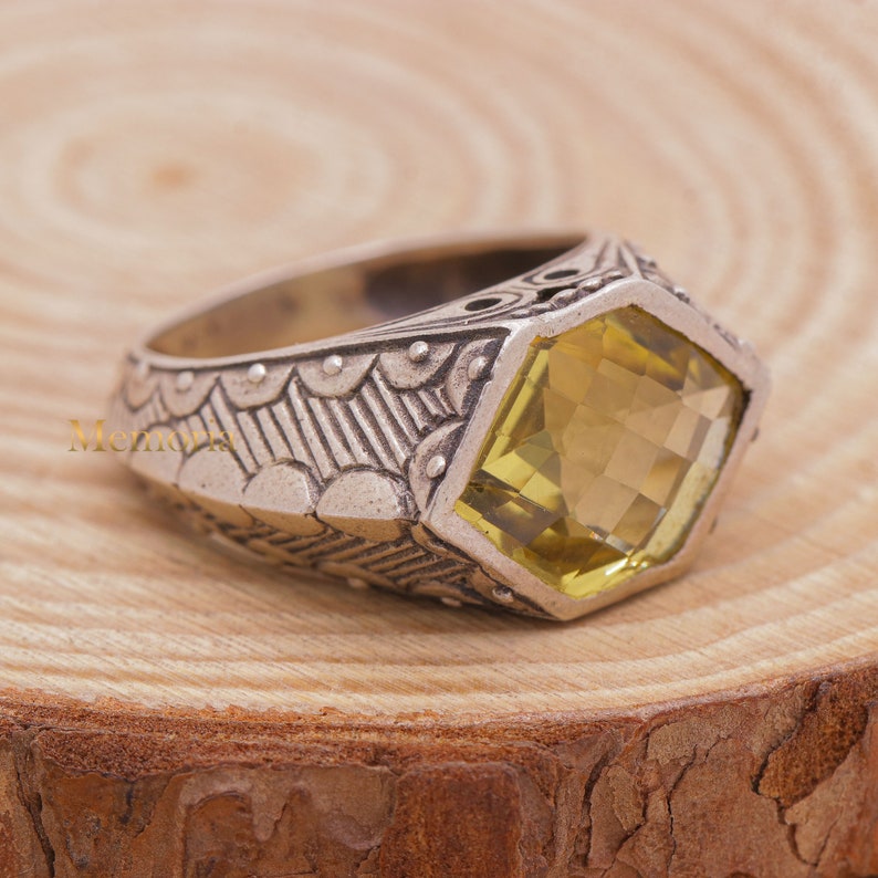 Bague en filigrane, bague quartz citron, bague en argent fin, bague en argent sterling 925, bague en argent faite main, bague de promesse, cadeaux de charisme image 4