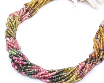 Multi Tourmaline Rondelle Gemstone Beaded Strand