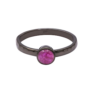 Natural Ruby Silver Ring, 925 Sterling Silver Ring, Ruby Simple Ring, Dainty Ruby Silver Ring, Minimalist Ring, July Birthstone Gift