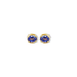 Tiny Blue Sapphire Studs, 9k Yellow Gold Blue Sapphire Studs, Blue Sapphire Stud Earrings, Vintage Sapphire Stud Earrings