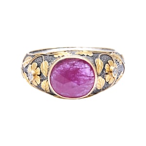 Ruby Gemstone Ring, Diamond Ruby Ring, 925 Sterling Silver Ring, Diamond Band Ring, Men&#39;s Ruby Band Ring, Personalization Gift