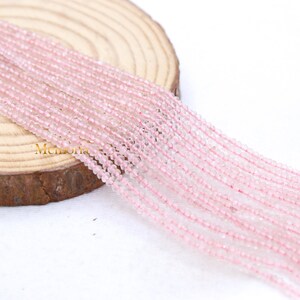 Pink Rose Quartz Gemstone Beads, Faceted Rondelle Stone Beads, 2.6mm Round Beaded Gemstone Beads Strand, Loose Stone Beads, Birthday Gift&#39;s