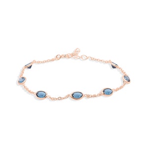 London Blue Topaz Gemstone Bracelet For Gift, Lovely Minimalist Bracelet,925 Sterling Silver Precious Jewelry, Vintage Jewelry