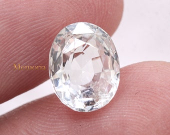 Untreated Natural White Sapphire Gemstone, 11 X8 mm 5.59 Carat Oval Faceted Sapphire Gemstone, Loose Gemstone, Precious Gemstone Sapphire