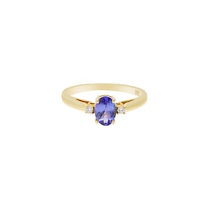 Blue Tanzanite Gold Ring, 14k Yellow Gold Ring, Tanzanite Gemstone Ring, Tanzanite Diamond Ring, Solitaire Tanzanite Ring, Anniversary Gift