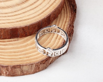 Handmade Sterling Silver Shiva Mantra Ring: Engraved Om Band