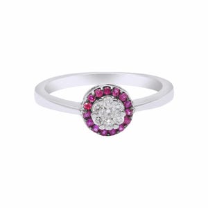 Ruby Gemstone Ring, White Diamond Jewelry Ring, 18k White Gold Ring, Promise Ruby Ring, Engagement Ring, Diamond Ring, Birthday Gift
