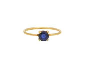 9K Yellow Gold Blue Sapphire Gemstone Ring