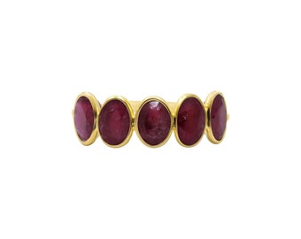 Ruby Half Eternity Band Ring : 9k Yellow Gold