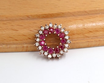 Pingente de diamante rubi em ouro rosa 14k