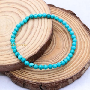 Blue Turquoise Gemstone Beaded Bracelet, Stacking Stone Jewelry Gift, Turquoise Gemstone Jewelry Bracelet, Personalization Gift