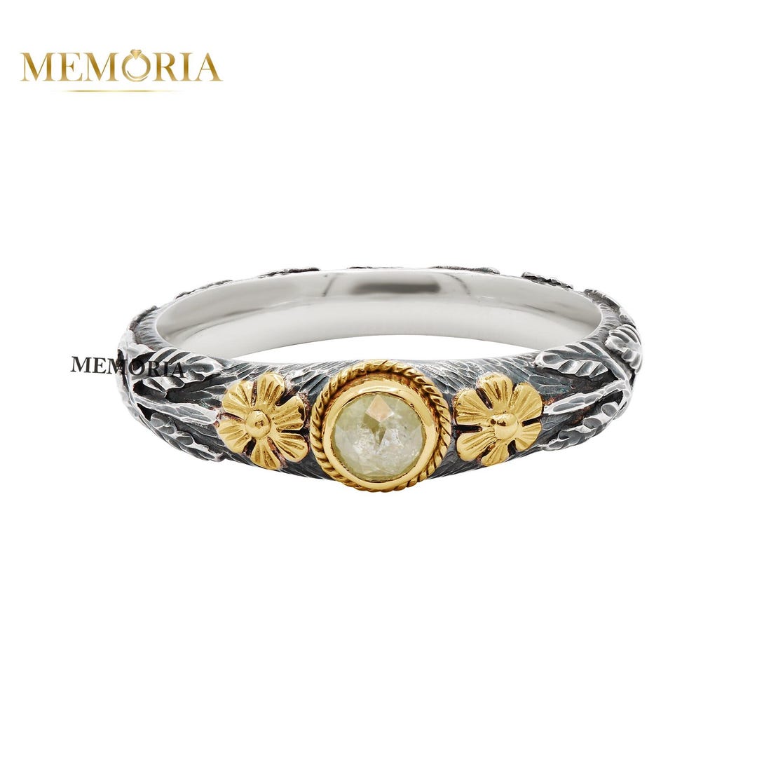 イエローサファイア 925 スターリングシルバーリング：ラウンド