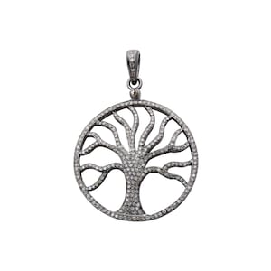 925 Sterling Silber Baum des Lebens Charm Anhänger, atemberaubender Diamant Halskette Anhänger, Stammbaum Schmuck, handgemachter Baum Halskette Schmuck
