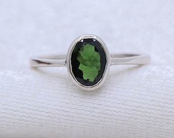 Bague en argent sterling 925, bague en tourmaline verte, bague en pierre précieuse de 6,5 US, bijoux en tourmaline, cadeaux d'anniversaire