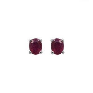 Natural Ruby Studs Earrings, Handmade Minimalist Earring, 925 Sterling Silver, Women&#39;s Earrings, Red Ruby Earrings, Best Gift for Girlfriend