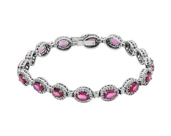 18k White Gold Ruby Diamond Bracelet