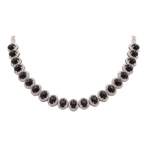 Natural Black Star Sapphire Necklace Set, Sapphire Jewelry Set, 925 Sterling Silver Jewelry Set, Boho Bridal CZ Silver Jewelry Set For Women