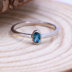 Blue Topaz Gemstone Ring, 925 Sterling Silver Ring, Boho London Blue Topaz Gemstone Ring, Silver Jewelry Ring, Personalization Gift