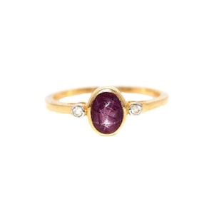 Star Ruby Ring in 14k Yellow Gold, Bezel Set with Diamond Accents