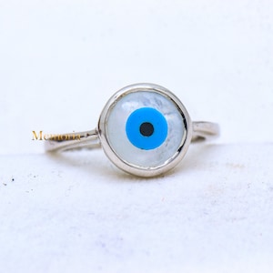 Evil Eye Ring, Minimalist Evil Eye Ring, 925 Sterling Silver Ring, Dainty Evil Eye Ring, Evil Eye  Silver Ring, Simple Evil Eye Ring For Her