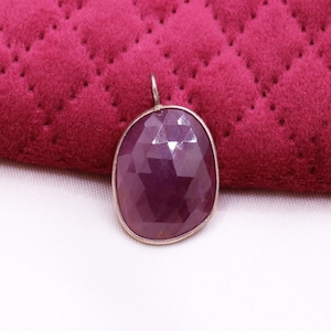 Wholesale Price Ruby Gemstone Pendant, 925 Sterling Silver Pendant, Faceted Ruby Gemstone Ring Rose Plated Silver Necklace Pendant