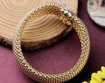 Yellow Plated Graduated Cubic Zirconia Bangle : 925 Sterling Silver