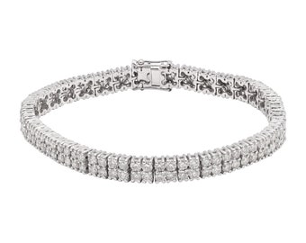 18K Solid White Gold Natural Diamond Tennis Womens Bracelet Gold Bridal Wedding Bracelet Diamond Charms Anniversary Bracelet Gift Handmade