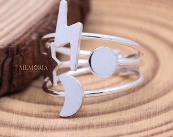 Star & Moon Ring, 925 Handmade Celestial Jewelry
