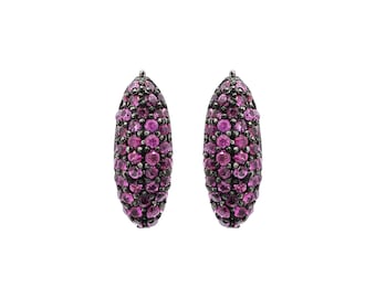 Rubies Gemstone Stud Earring : 925 Sterling Silver
