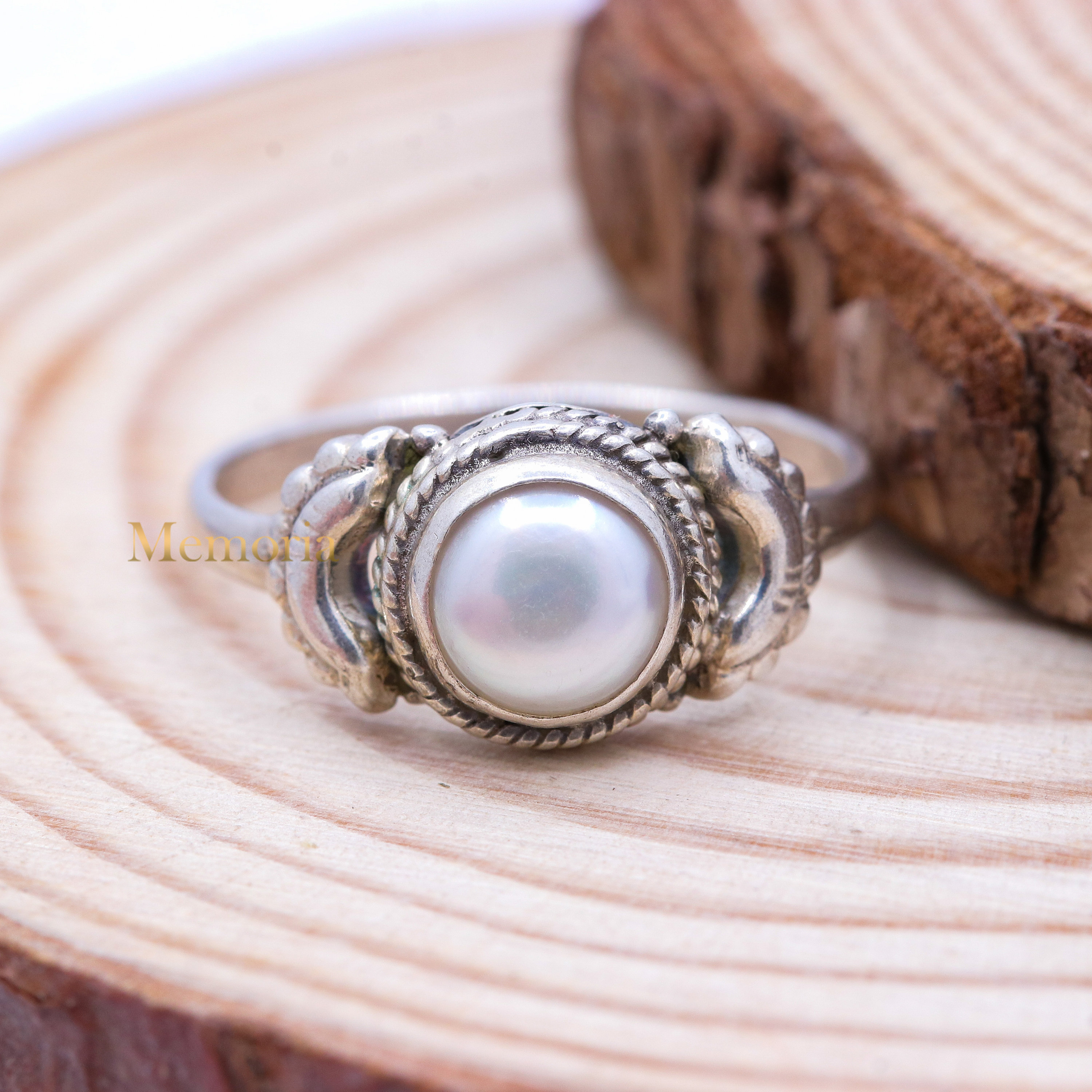 Silver pearl ring clearance price