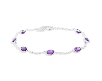 Antique Amethyst Bracelet, 925 Sterling Silver Jewelry, Charming Birthday Gift For Women And Girls, Amethyst Bracelet, valentine day