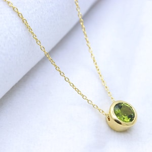 Green Peridot Necklace, 925 Sterling Silver Necklace, Peridot Gemstone Necklace, Silver Chain Necklace, Valentine Gift