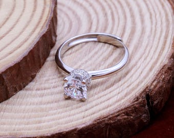 Anillo minimalista de circonita cúbica: plata de ley 925