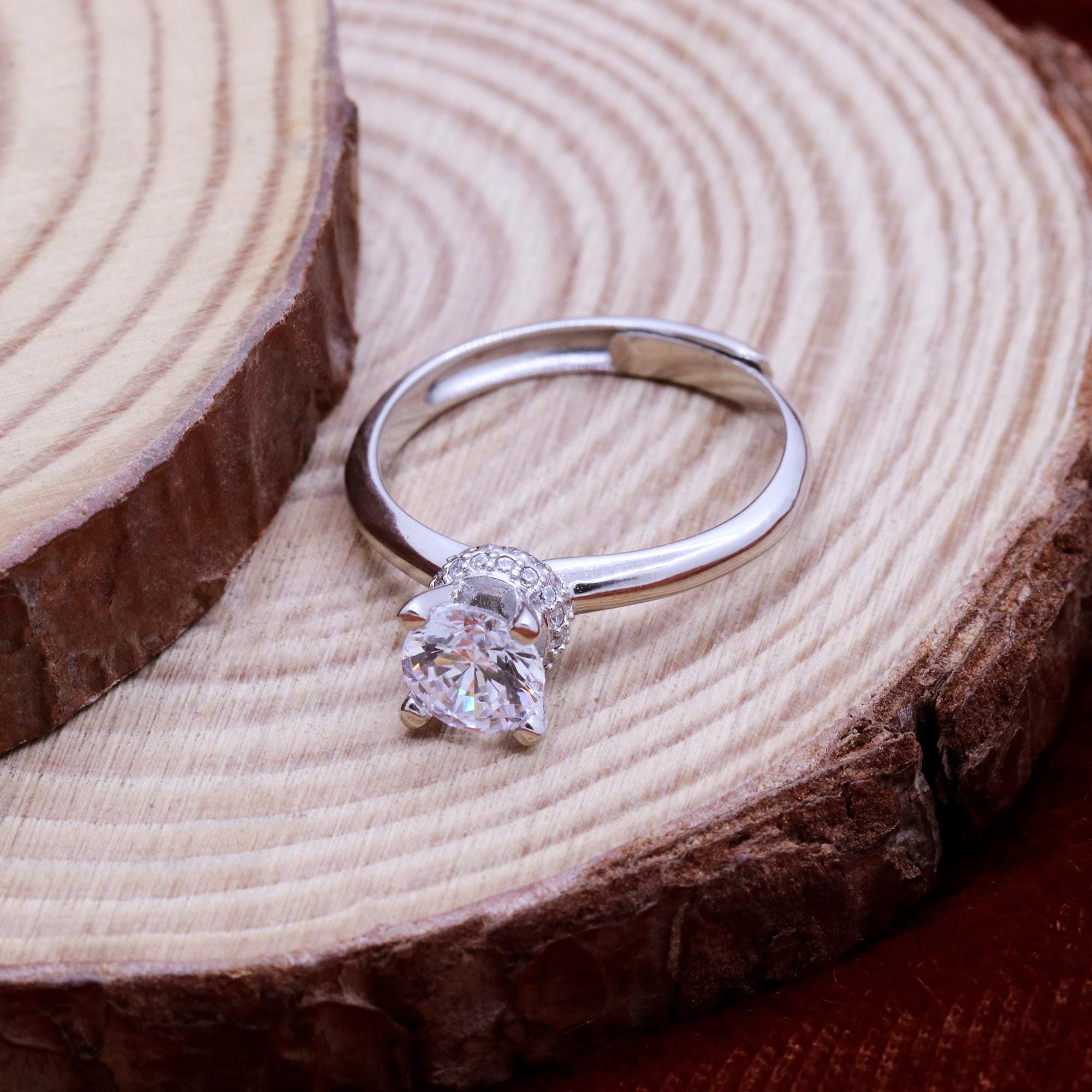Minimalist Silver Ring, Cubic Zirconia Silver Ring, Sterling