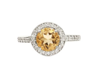 Anillo de citrino amarillo: Plata de ley 925
