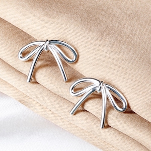 Dainty Bow Tie Stud Earrings, Ribbon Bow Studs, Tiny Bowknot Stud Earring, 925 Sterling Silver, Minimalist Stud, Friendship Jewelry for Gift