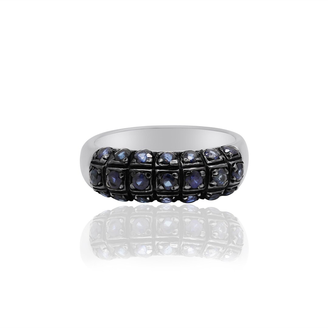 Natural Round Blue Sapphire Silver Ring Blue Sapphire 925 - Etsy