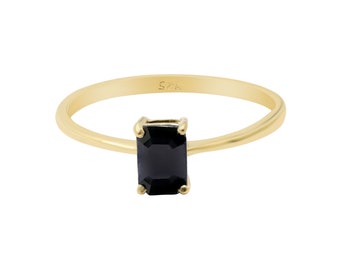 Black Spinel 925 Sterling Silver Ring: Handmade Gemstone Jewelry