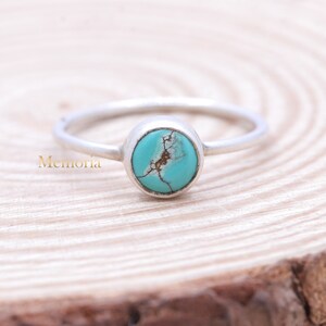 Blue Turquoise Ring: Minimalist Sterling Silver Gemstone Ring