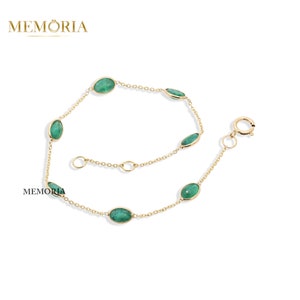 Emerald Bracelet, Emerald Station Bracelet, Boho Emerald Bracelet, Bezel Emerald Bracelet, Bohemian Bracelet, May Birthstone Gifts