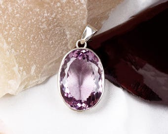 Amethyst facettierter violetter Edelstein Anhänger: 925 Sterling Silber